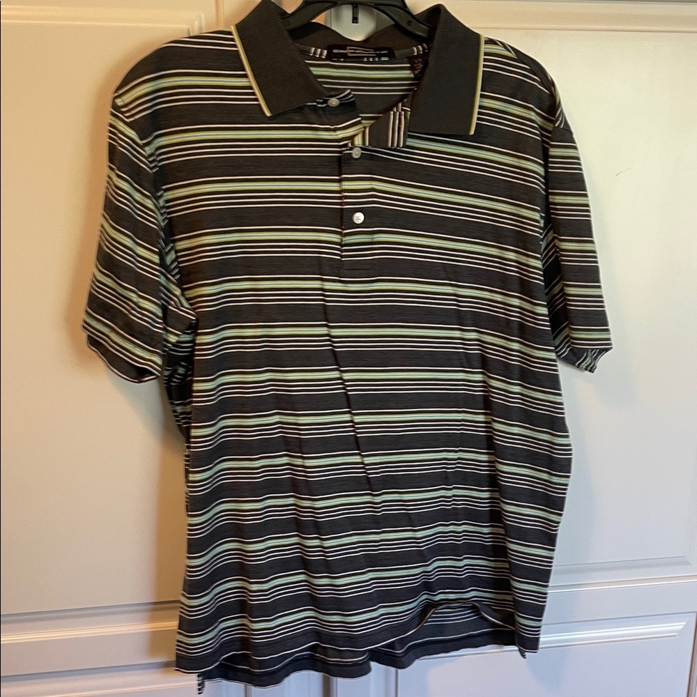 Men's Black Striped Polo Shirt - Classic Short Sleeve